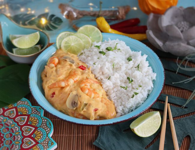 Thai-Kokos-Garnelen mit Reis