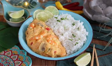 Thai-Kokos-Garnelen mit Reis